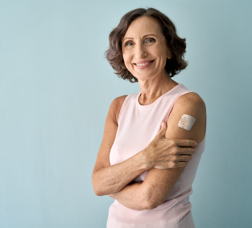 A woman with an Emla patch